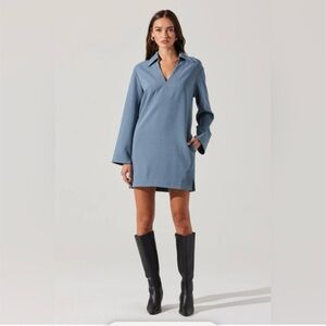 Astr Blue Textured Mini Dress